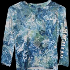 Magellan Outdoors Kids Rashguard - Blue and Green Swirl